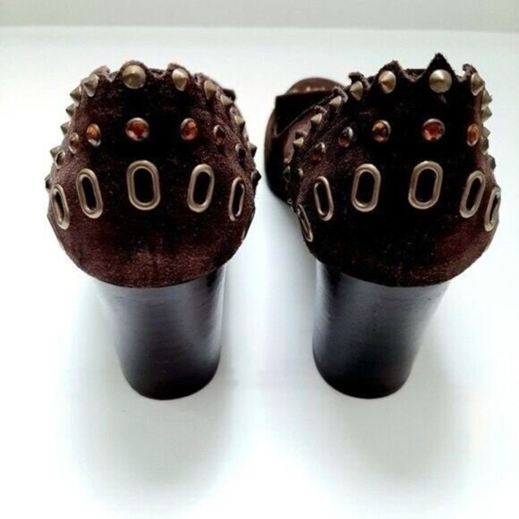 VANELI Studded Brown Suede Chunky Heel Sz 7.5 M - Picture 9 of 11